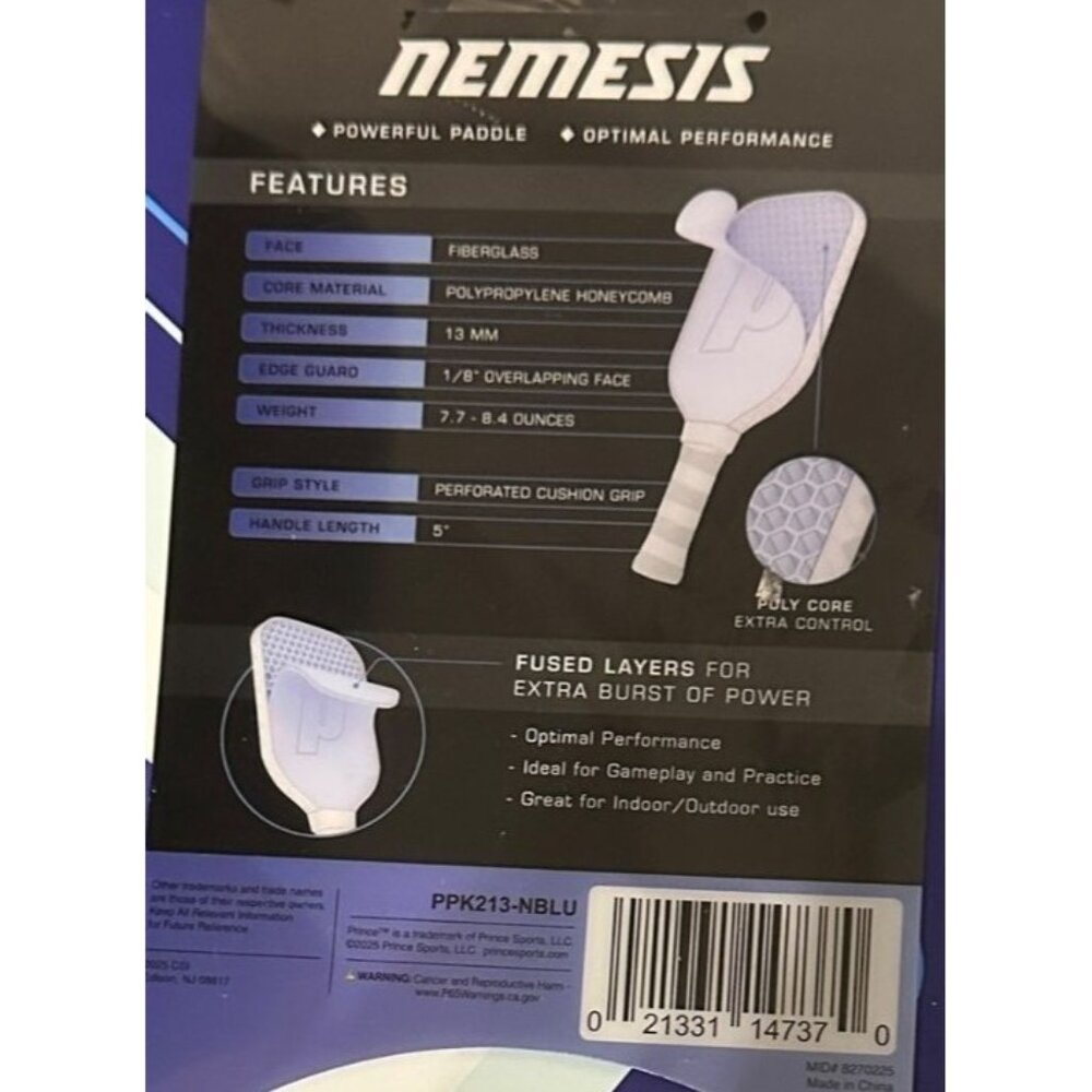 Prince Nemesis‎ Pickleball Paddle Lightweight Durable Racket Optimal Performance - Picture 3 of 5
